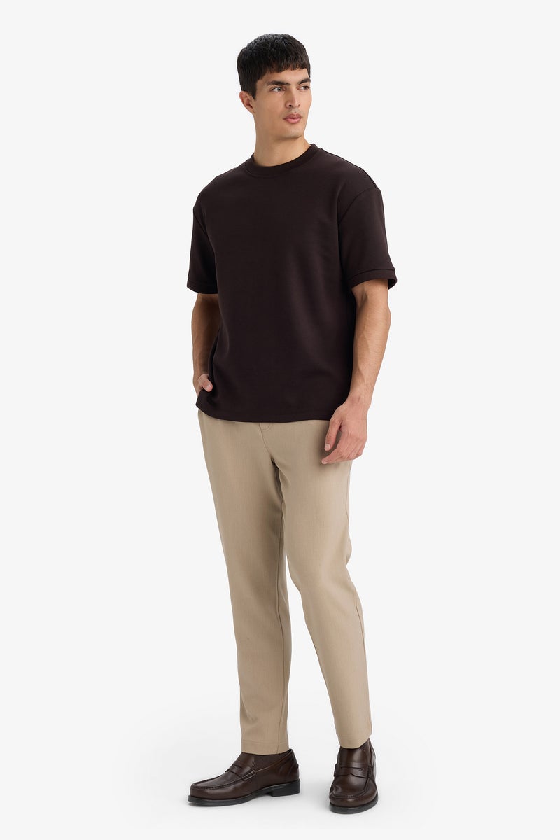 DeFacto Brown Man Oversize Crew Neck Short Sleeve T-Shirt Casual - Image 2